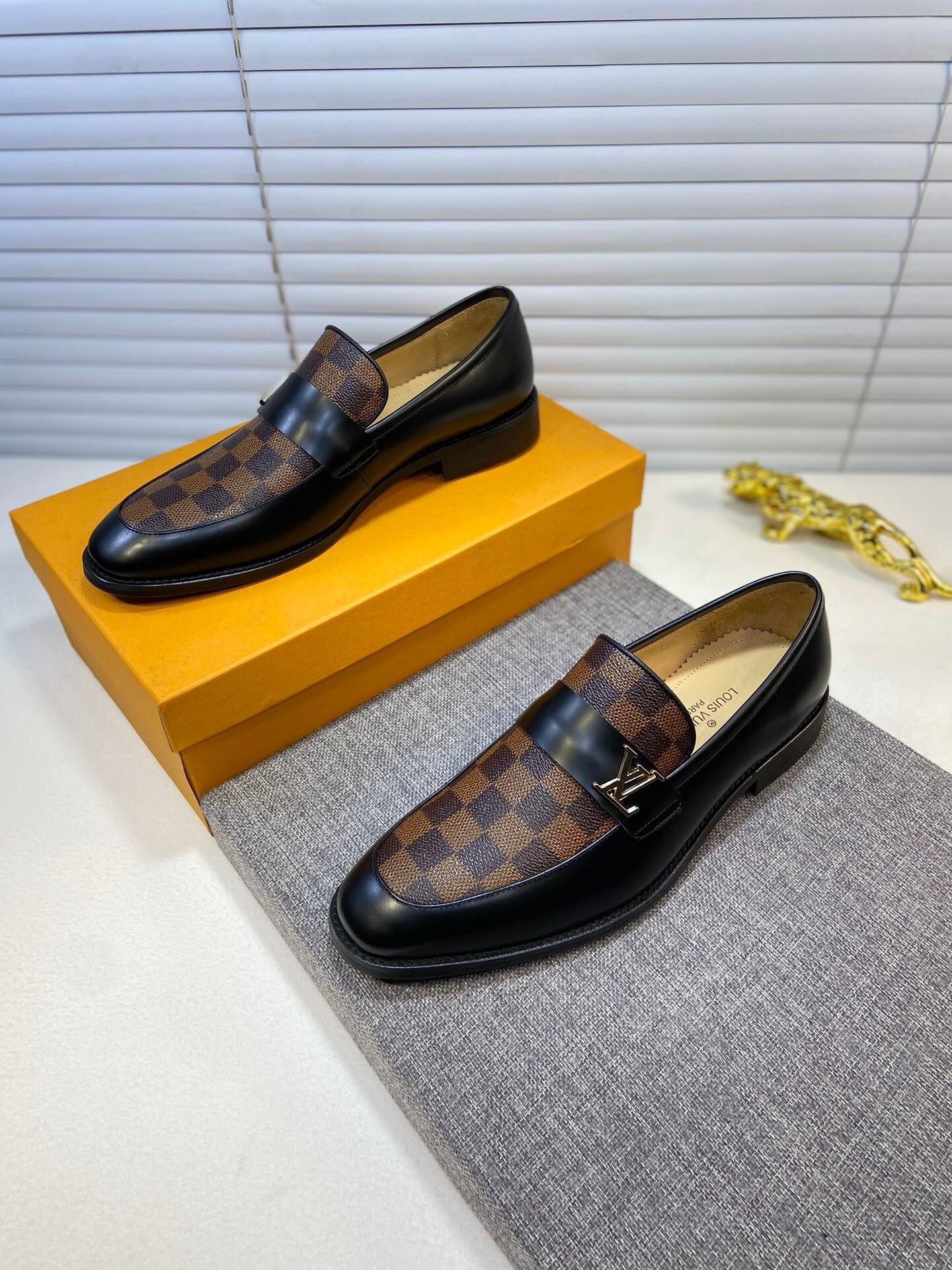 Louis Vuitton Mens Shoes Brown Suede Mocassins Loafers Gold Buckle 105   eBay