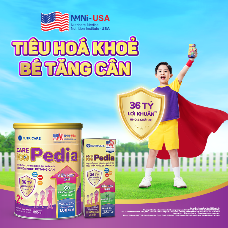 Sữa bột Care 100 Pedia 1+ 2+ 850g (Mẫu mới của Care 100 Gold)