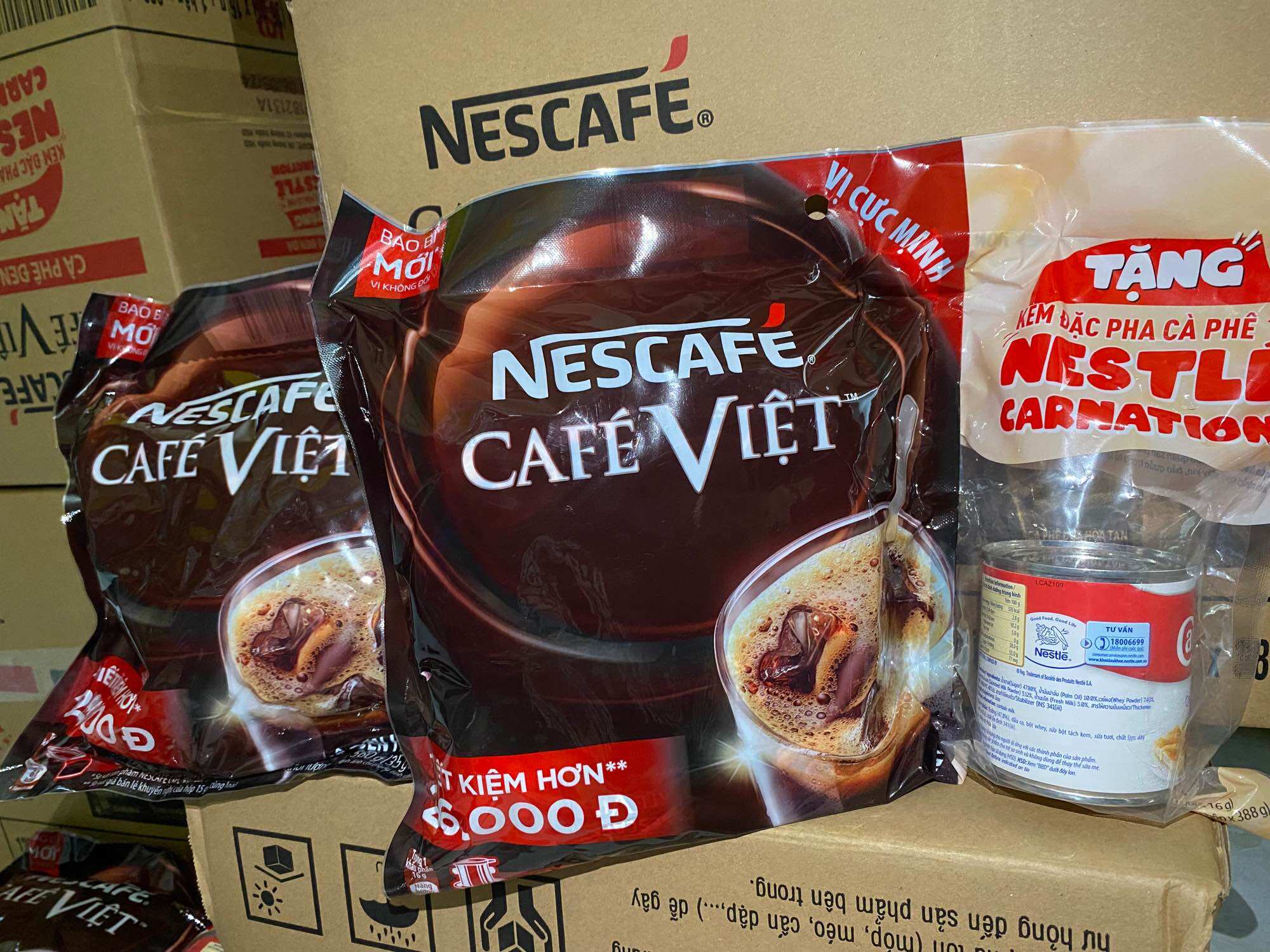 Cà phê Việt đen đá - Bịch 35gói + Tặng Sữa đặc 380g