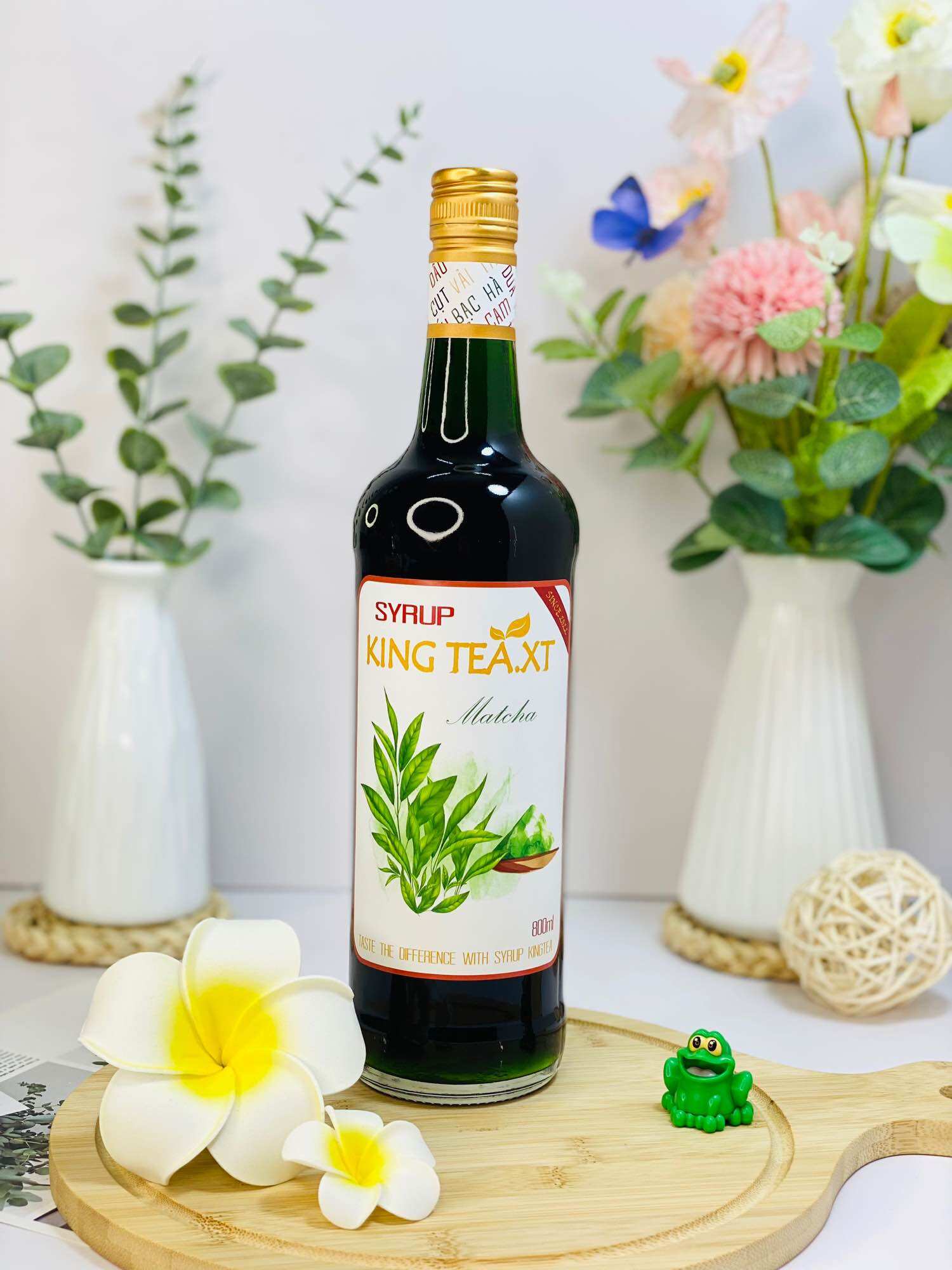 Siro Matcha Pha Chế(Syrup Matcha) KingTea.XT-Chai thuỷ tinh 800ml