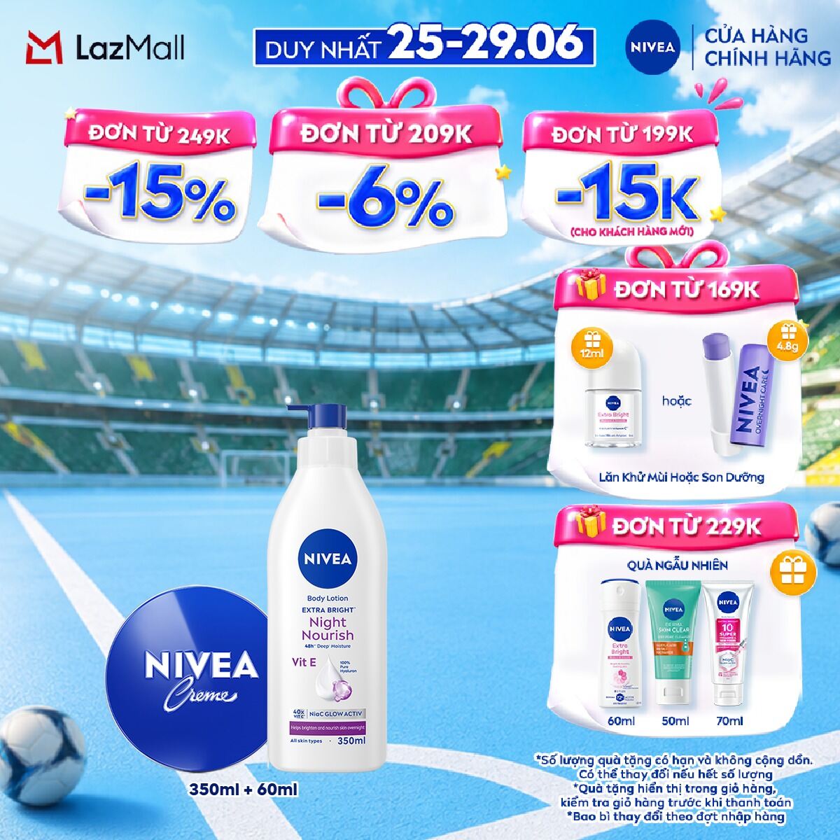 Bộ Kem Dưỡng Ẩm Chuyên Sâu NIVEA Crème (60ml) và Sữa Dưỡng Thể NIVEA Dưỡng Sáng Mịn Da Ban Đêm (350 ml) - 80102+98412