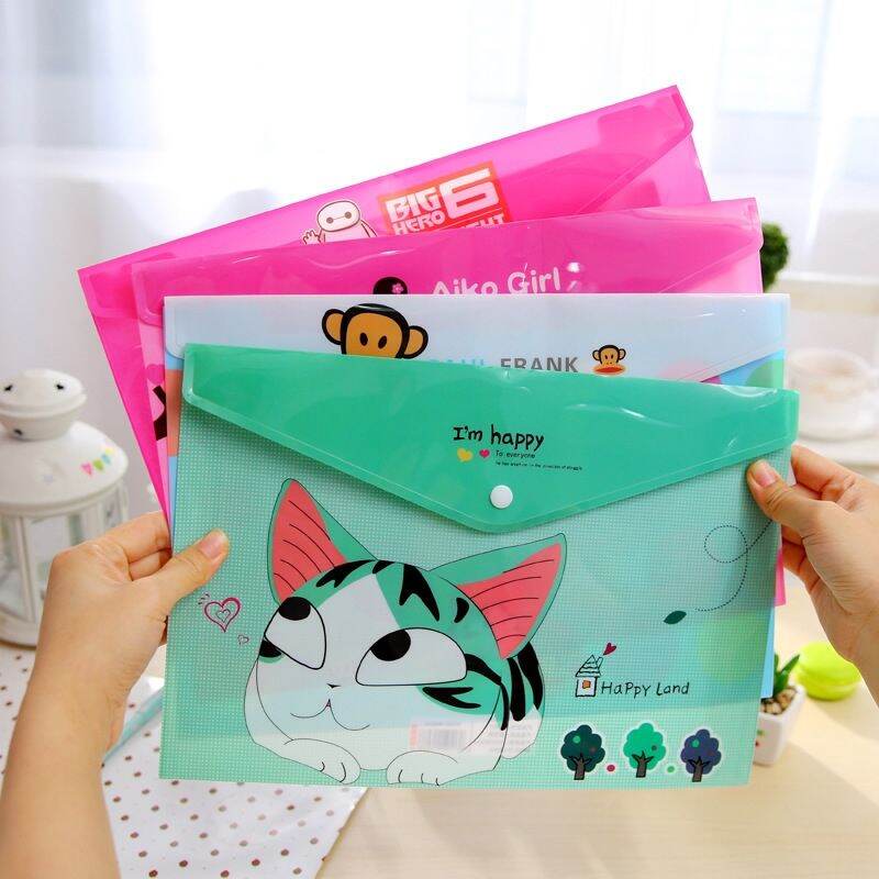10 cái bìa nút nhựa đựng hồ sơ hoạt hình mẫu giao ngẫu nhiên