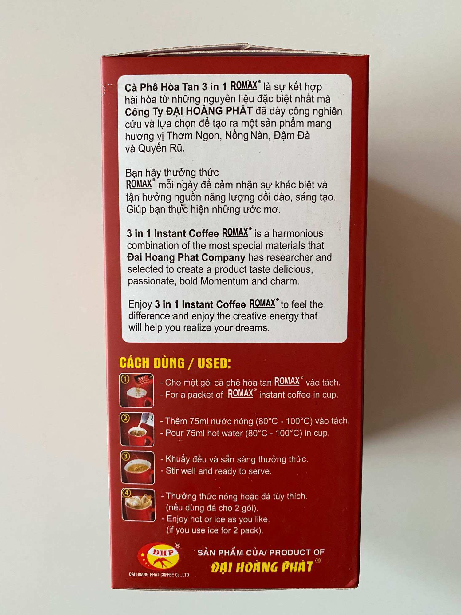 Cà Phê hòa tan ROMAX 3 in 1 (hộp 20 gói) - Romax Coffee