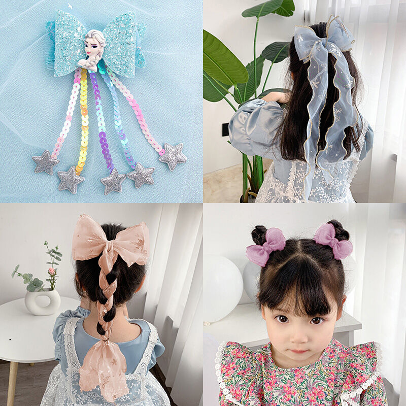 Kẹp tóc ruy băng nơ bướm trẻ em kẹp công chúa elsa kẹp tóc bện tóc sau đầu bé gái phụ kiện tóc phụ kiện tóc bé gái
