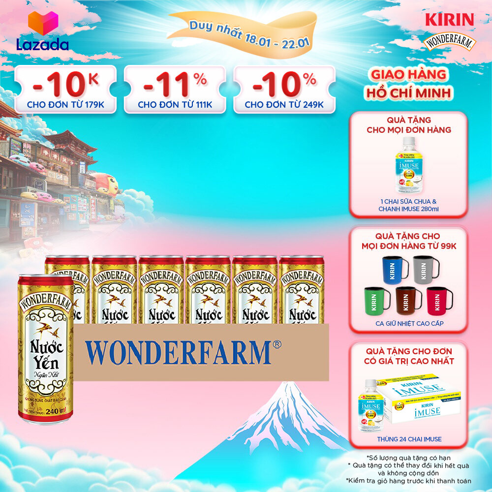 [Duy nhất 18.01 - 22.01]  [Giao hàng Hồ Chí Minh] 1 Thùng - WONDERFARM Nước Yến Ngân Nhĩ_New Design 240ml