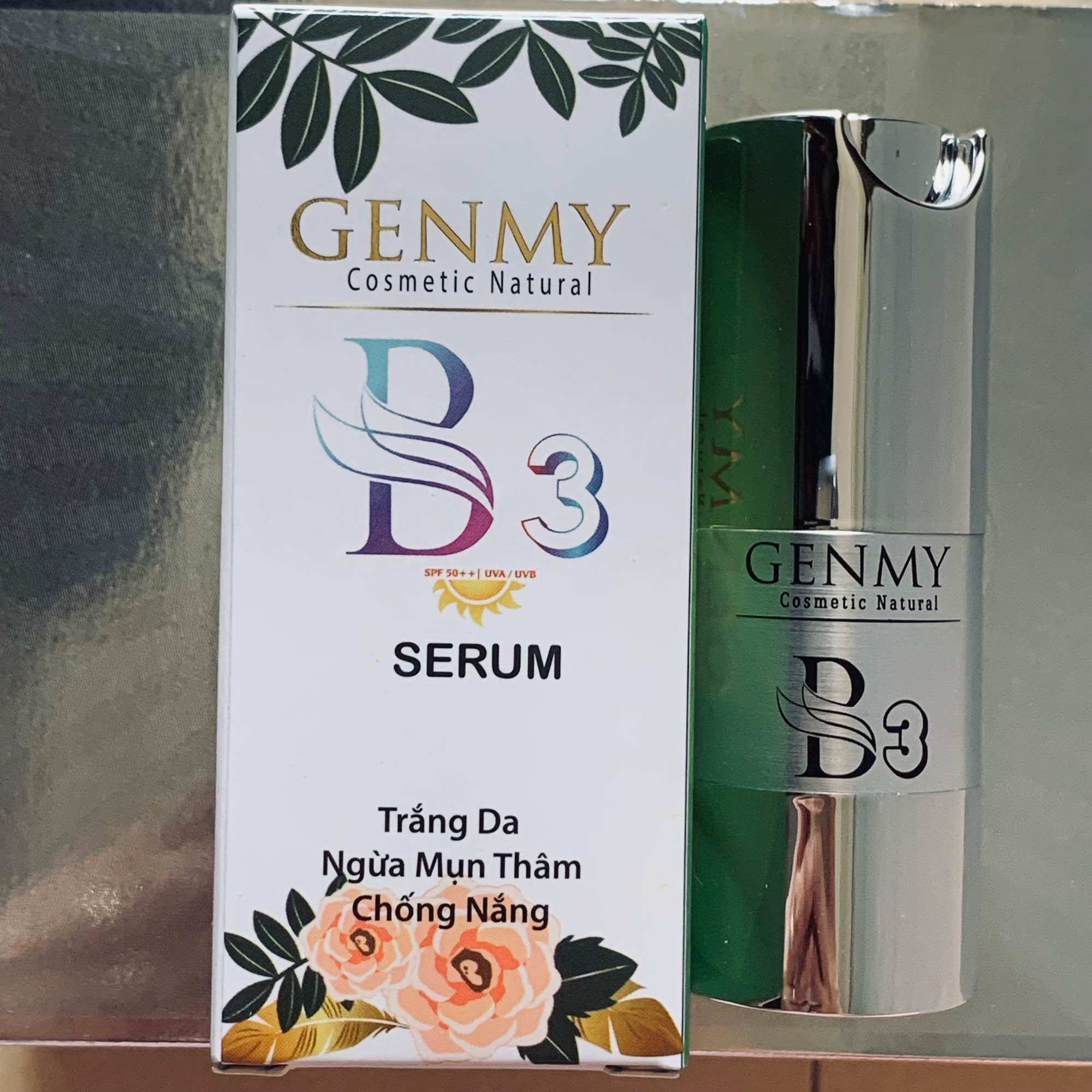 Serum Genmy B3 giảm mụn thâm liền sẹo dưỡng trắng da chống nắng 30ml