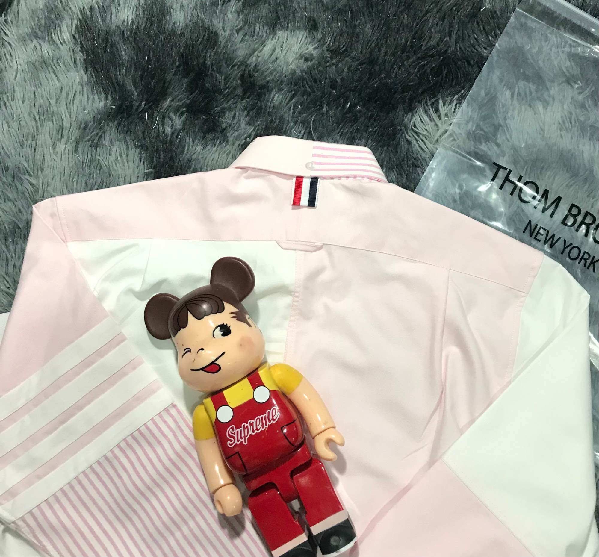Áo sơ mi Thom Brown’ e 4 mãnh hồng trắng sọc cao cấp