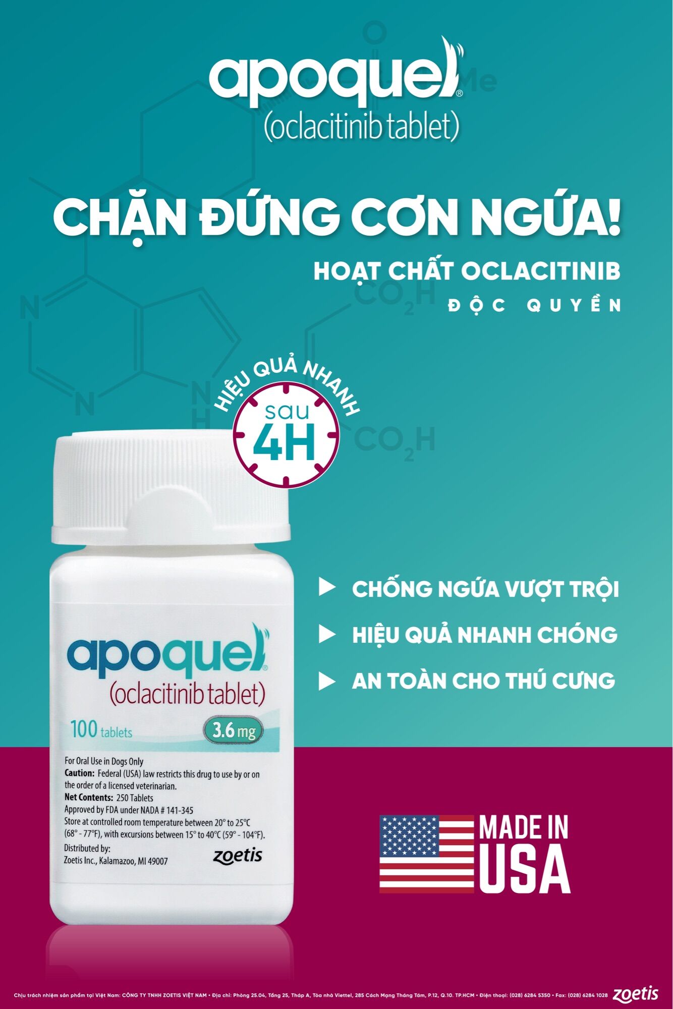 Apoquel 3,6 mg (100 viên) cho chó