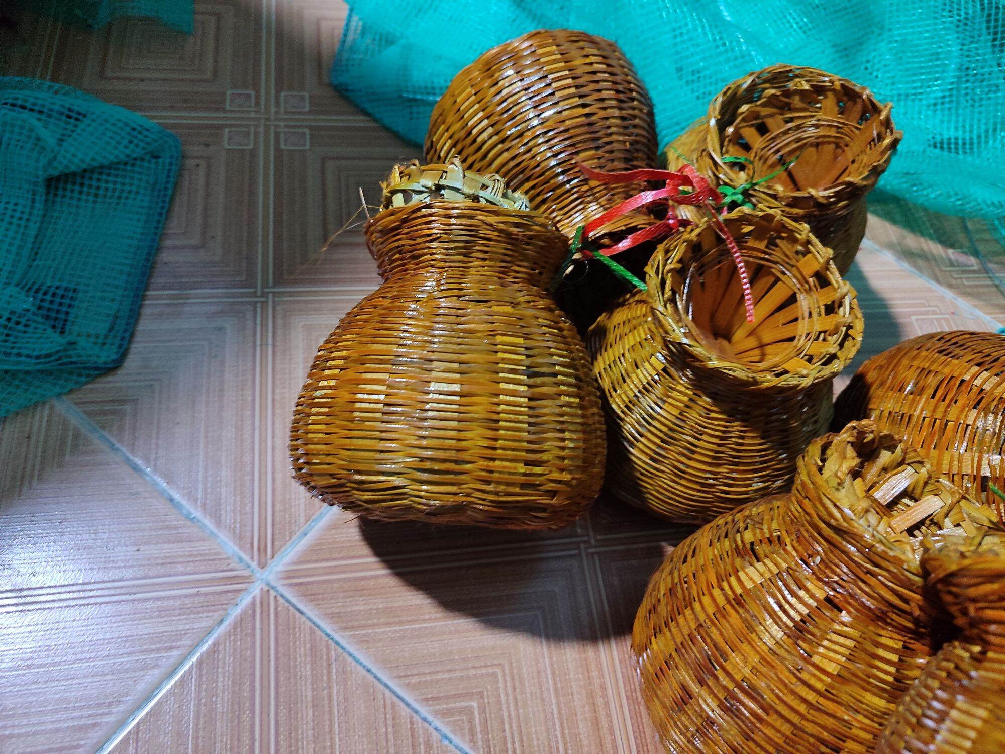 Giỏ cá trang trí,giỏ cá mây tre đan decor
