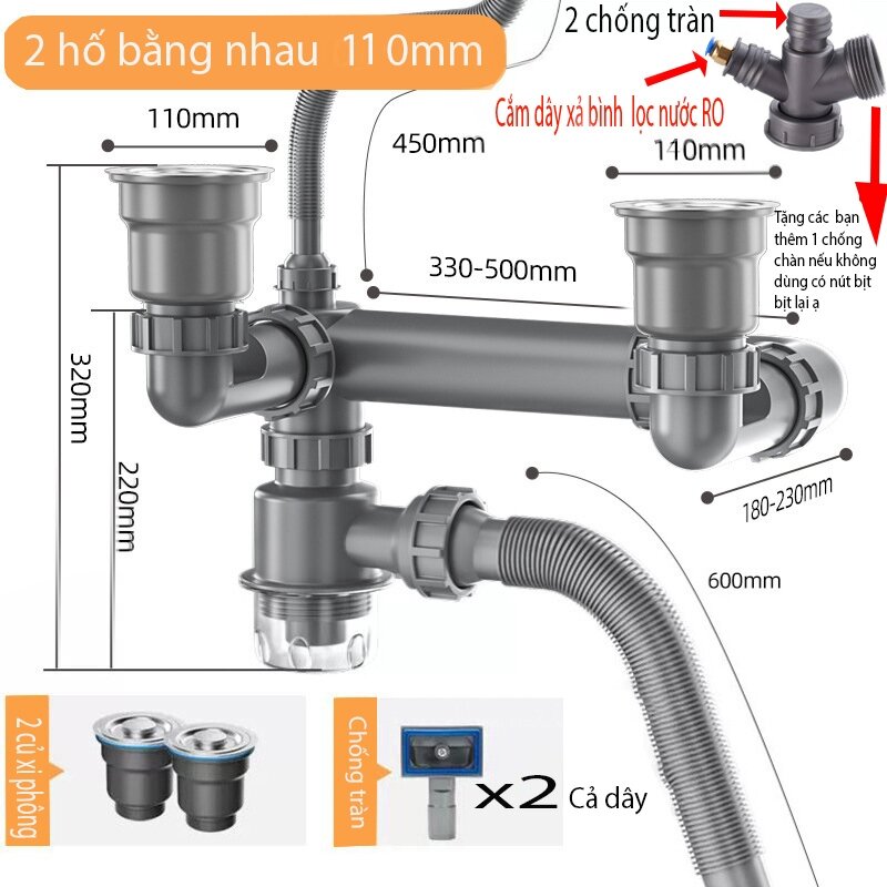 Xi phông thoát chậu chậu rửa chén, bát cứng