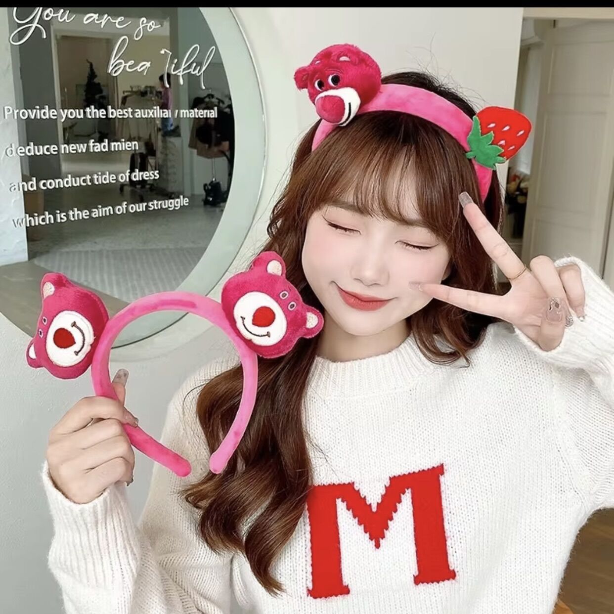 Cài bờm tóc lông xù đính gấu lotso, gấu dâu,thơm nhẹ