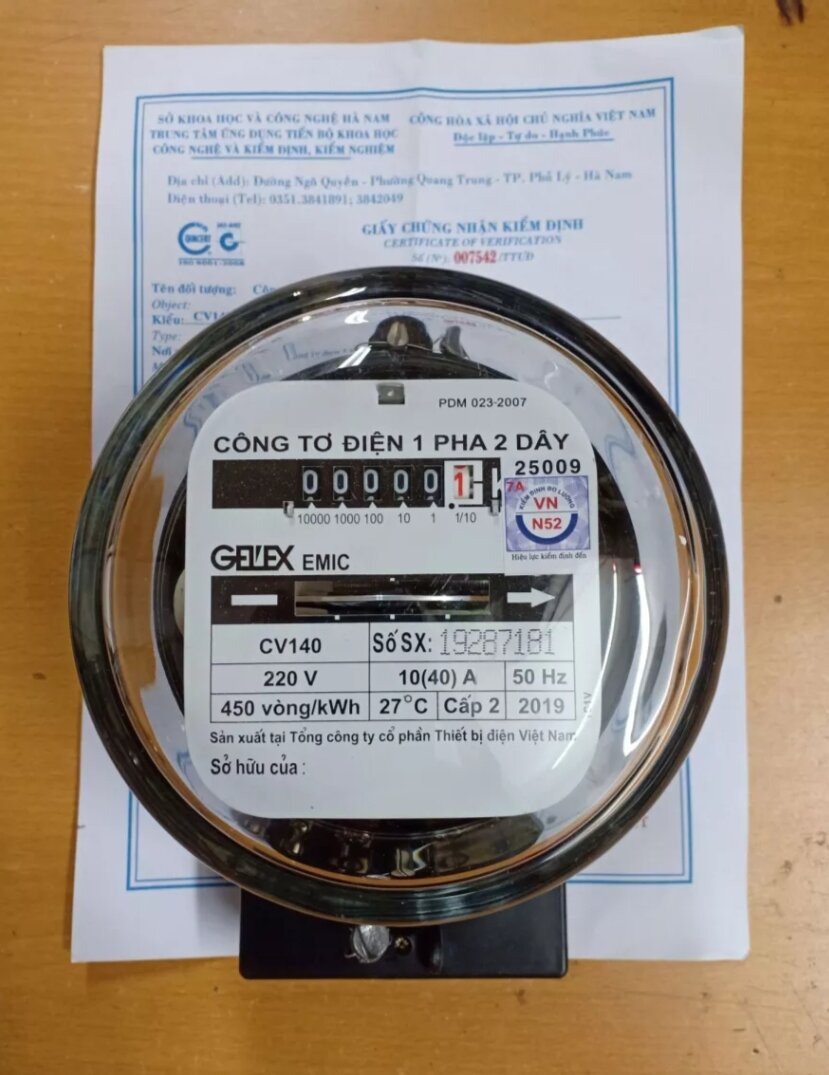 Công tơ điện 1pha 10- cv140 emic.có kiểm định.