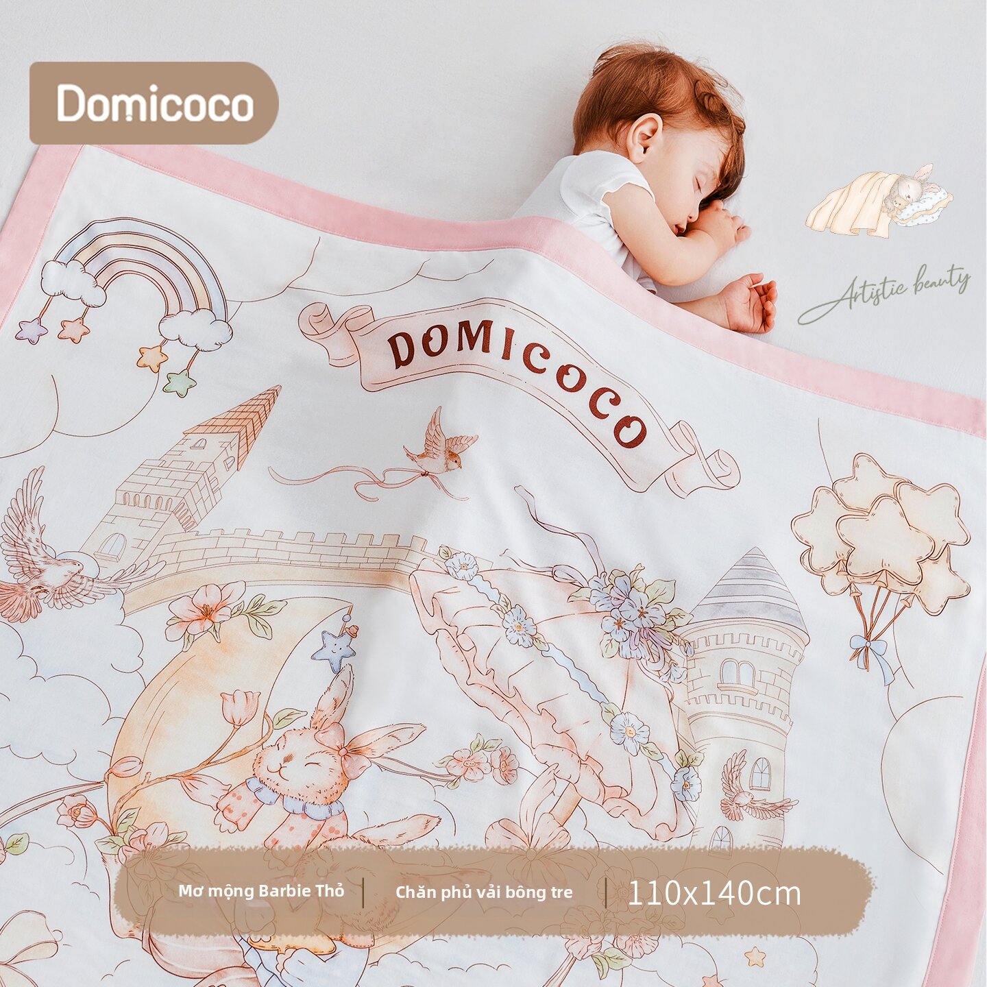 Domicoco | Chăn Bambou Cotton Cho Trẻ Sơ Sinh