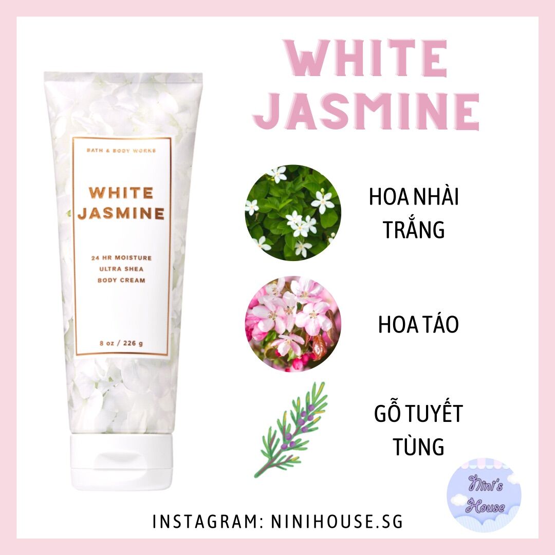 Kem dưỡng thể body cream Bath and Body Works mùi White Jasmine