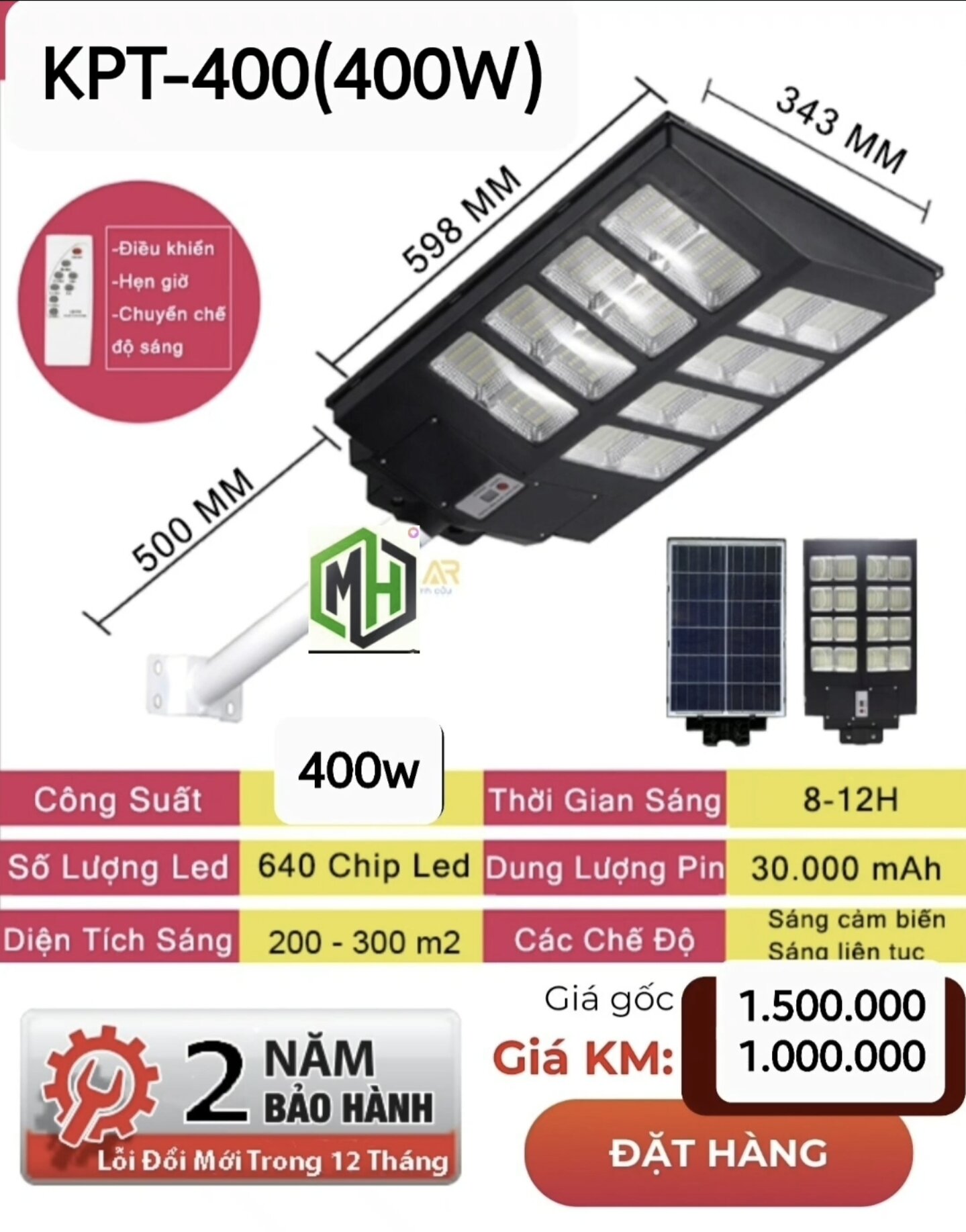 Đèn năng lượng mặt trời 400W