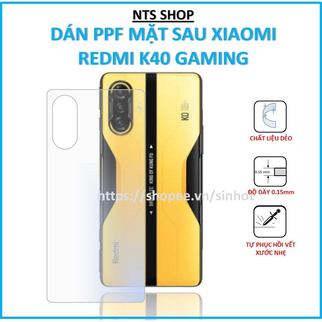 Dán PPF chống xước mặt sau Xiaomi Redmi K40 Gaming/ Poco F3 GT