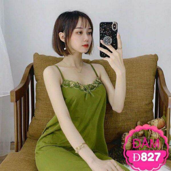 Lace Elastic Two-Strap Nightgown A76