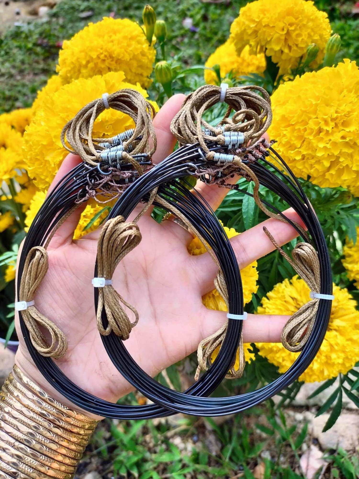 Thòng dây bẫy quốc,bìm bịp dây cước thái, dù siêu bền, khoen đúc hàng thái lan