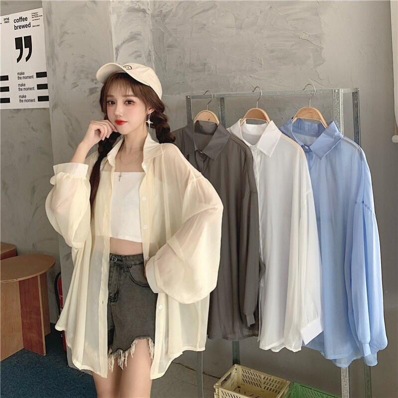Áo Khoác Chống Nắng Tay Dài Dáng Rộng Bằng Vải Voan Mỏng Mùa Hè Cho Nữ Áo Khoác Cardigan Hở Đa Năng Thời Trang Công Sở Thường Ngày
