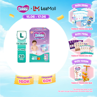 [Từ 22-23 tặng QUÀ TO-SLCH] Tã quần Bobby Siêu Khô Thoáng - 100% Thoáng Khí Jumbo L38