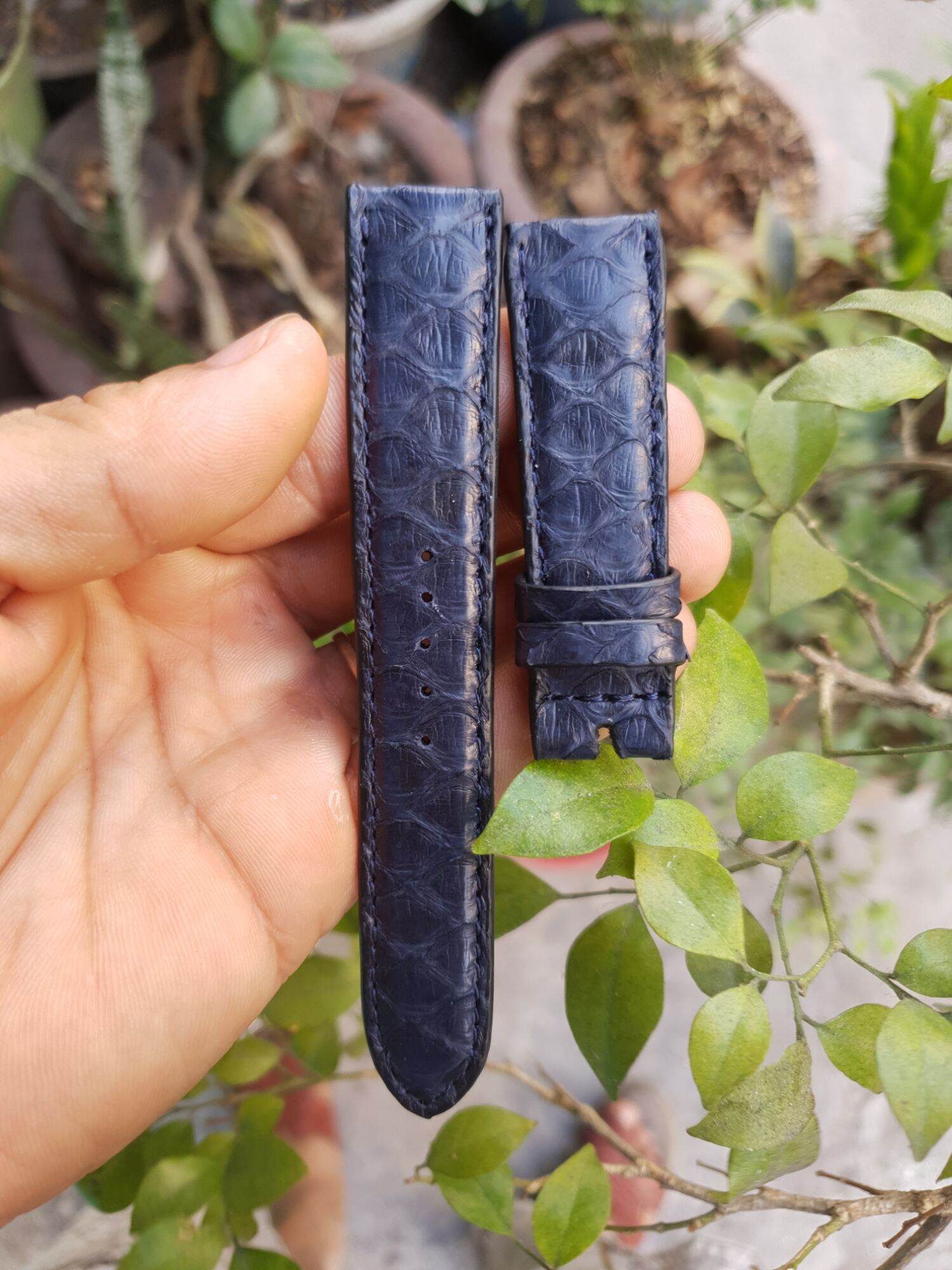 Dây đồng hồ da trăn 20/18, 19/18 và cá sấu màu xanh navy