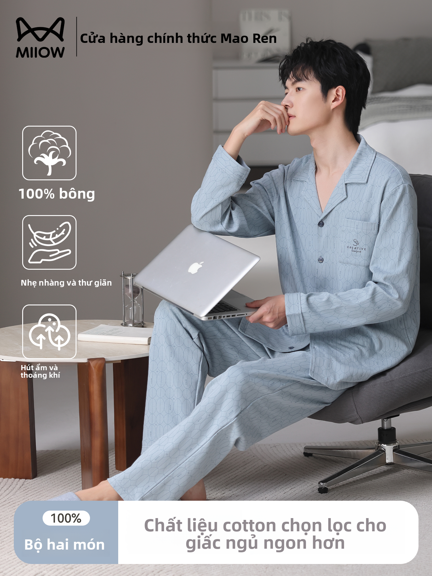 [MiiOW | Relaxed Style Men's Cotton Long Sleeve Home Wear Set,MiiOW | Relaxed Style Men's Cotton Long Sleeve Home Wear Set,] Giá 697,000 Đồng*Miễn phí vận chuyển