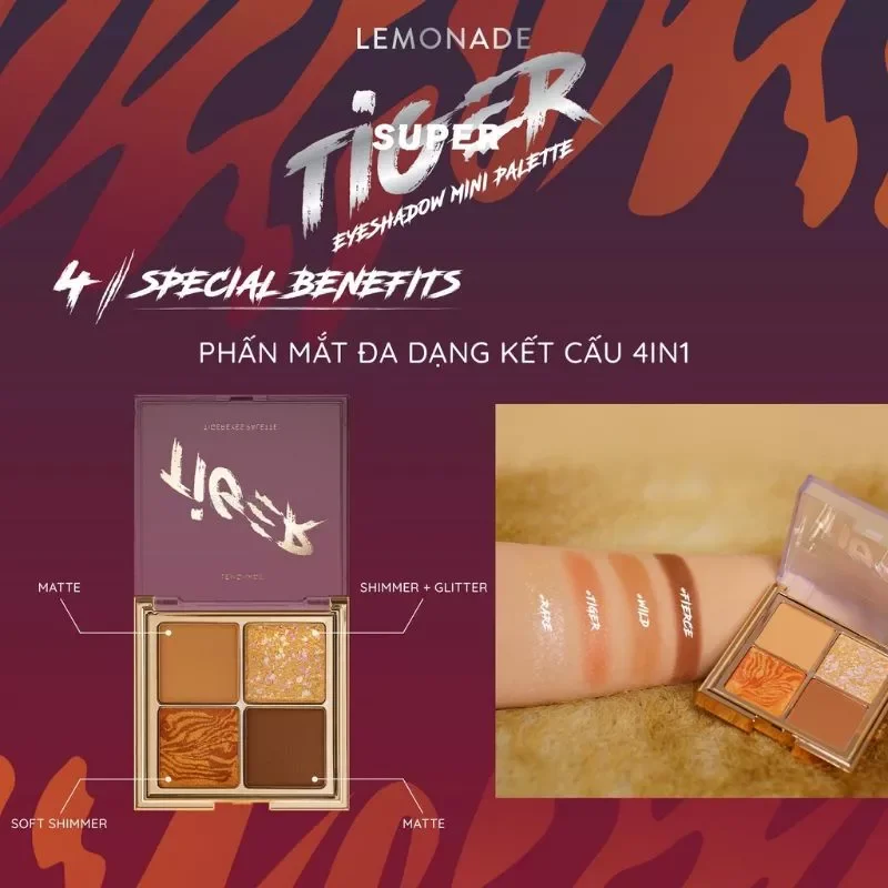 [HSD:12/2024]Bảng phấn mắt Lemonade SuperTiger Eyeshadow Mini Palette 8.8g