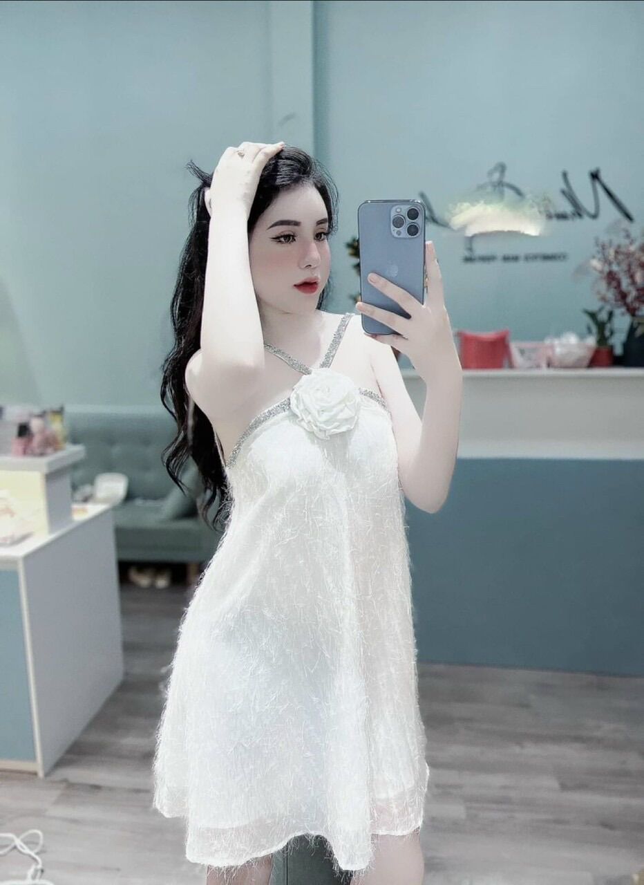 Đầm cổ yếm lông nhũ ,đầm bầu ,đầm suông [ảnh thật{