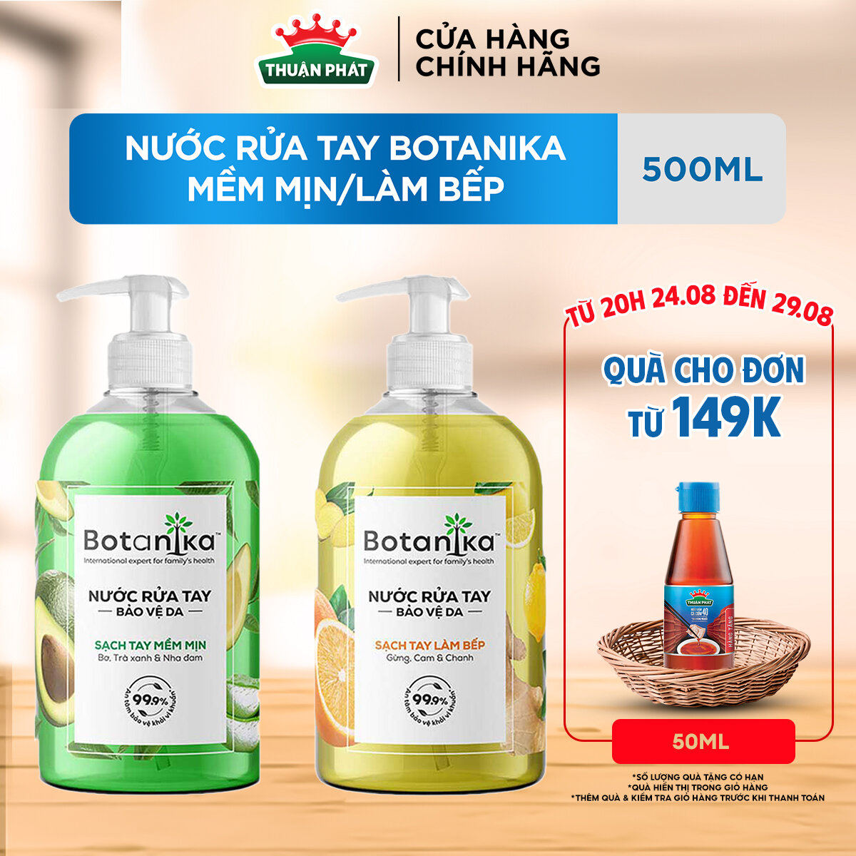 Nước rửa tay Botanika Mềm mịn/Làm bếp 500ml