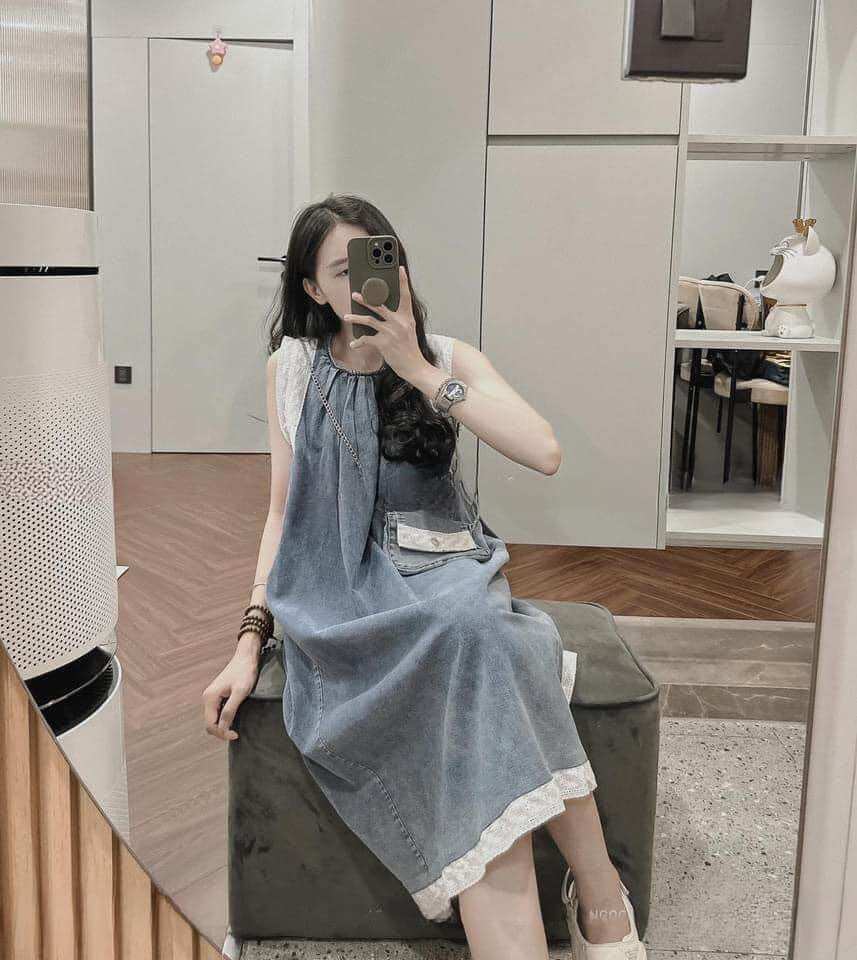 Váy đầm xuông phối viền kh