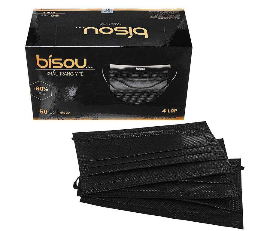 KHẨU TRANG BISOU ĐEN HỘP 50 cái