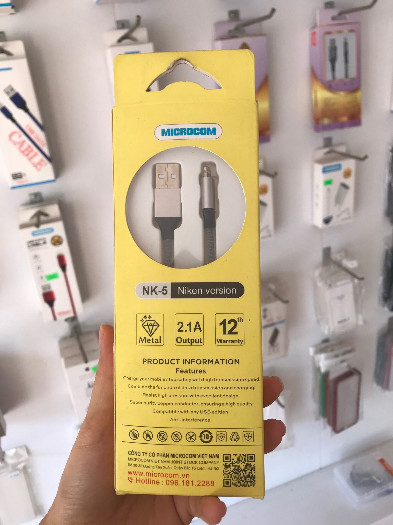 Cáp sạc IP Microcom (dây 2m) - Hàng chính hãng lỗi 1 đổi 1