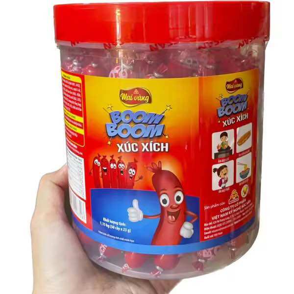 Xúc Xích Heo Dinh Dưỡng BOOM BOOM Vissan Mai Vàng Hủ ( 50 Cây * 23 Gram ) 🌀