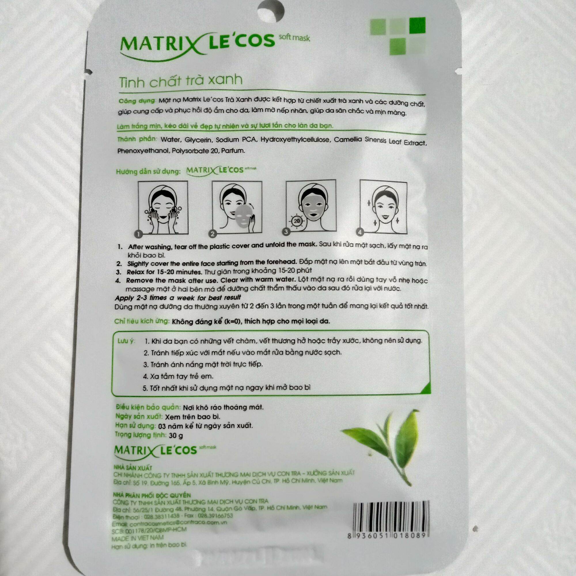MẶT NẠ GIẤY DƯỠNG DA MATRIX LECOS SÁNG DA 30 GAM