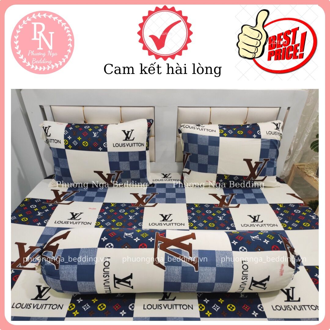 Bộ ga 4 món thun lạnh Hàn Quốc họa tiết LV