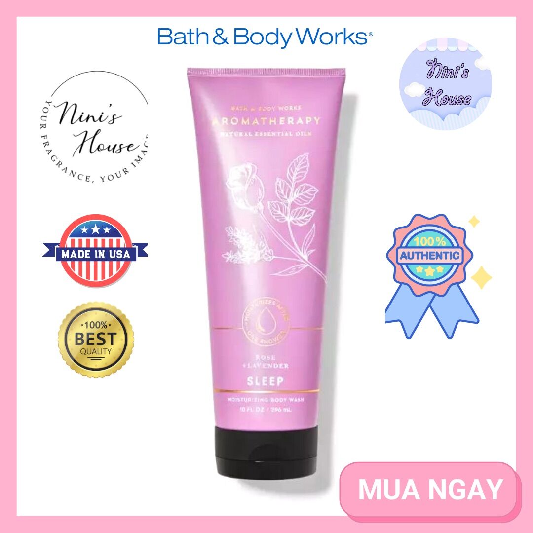 Kem tắm cấp ẩm Bath and Body Works mùi Rose Lavender 295ml