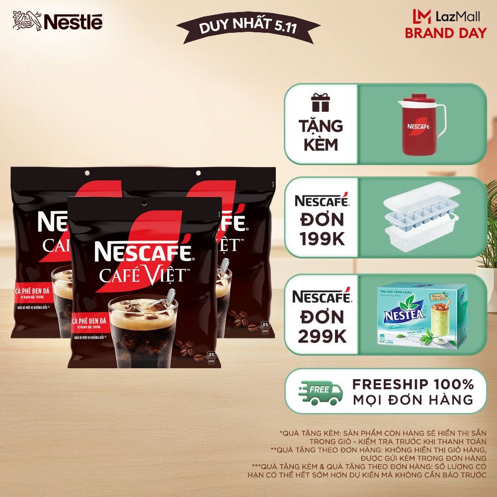 [ƯU ĐÃI THÁNG 11] [Giao hàng toàn quốc] Combo 3 Túi Cà phê hòa tan NESCAFÉ Café Việt Cà phê đen đá (