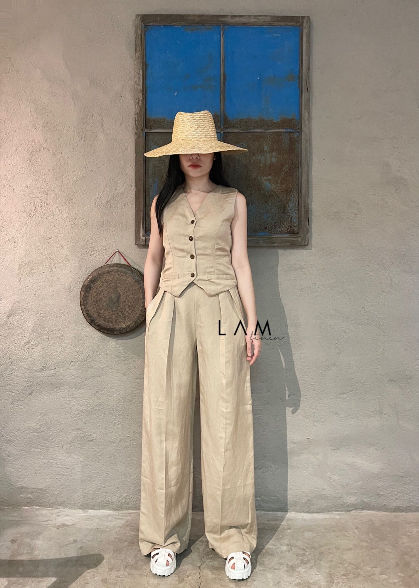Quần dài ống rộng Linen cao cấp
