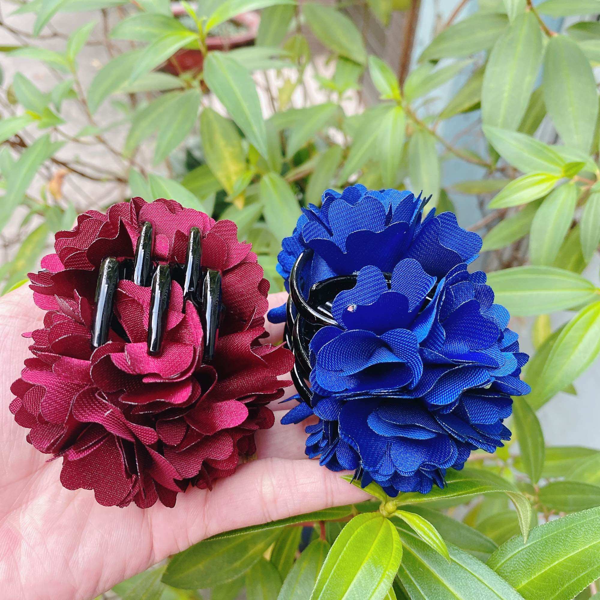 Mới_Kẹp 5 răng gắp tóc hoa hồng handmade đáng yêu cho nữ