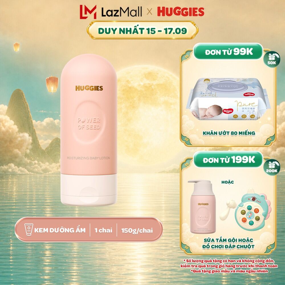 Kem dưỡng ẩm cho bé Huggies Power of Seed 150g MỚI với tinh chất Moroccan Seed oil quý hiếm