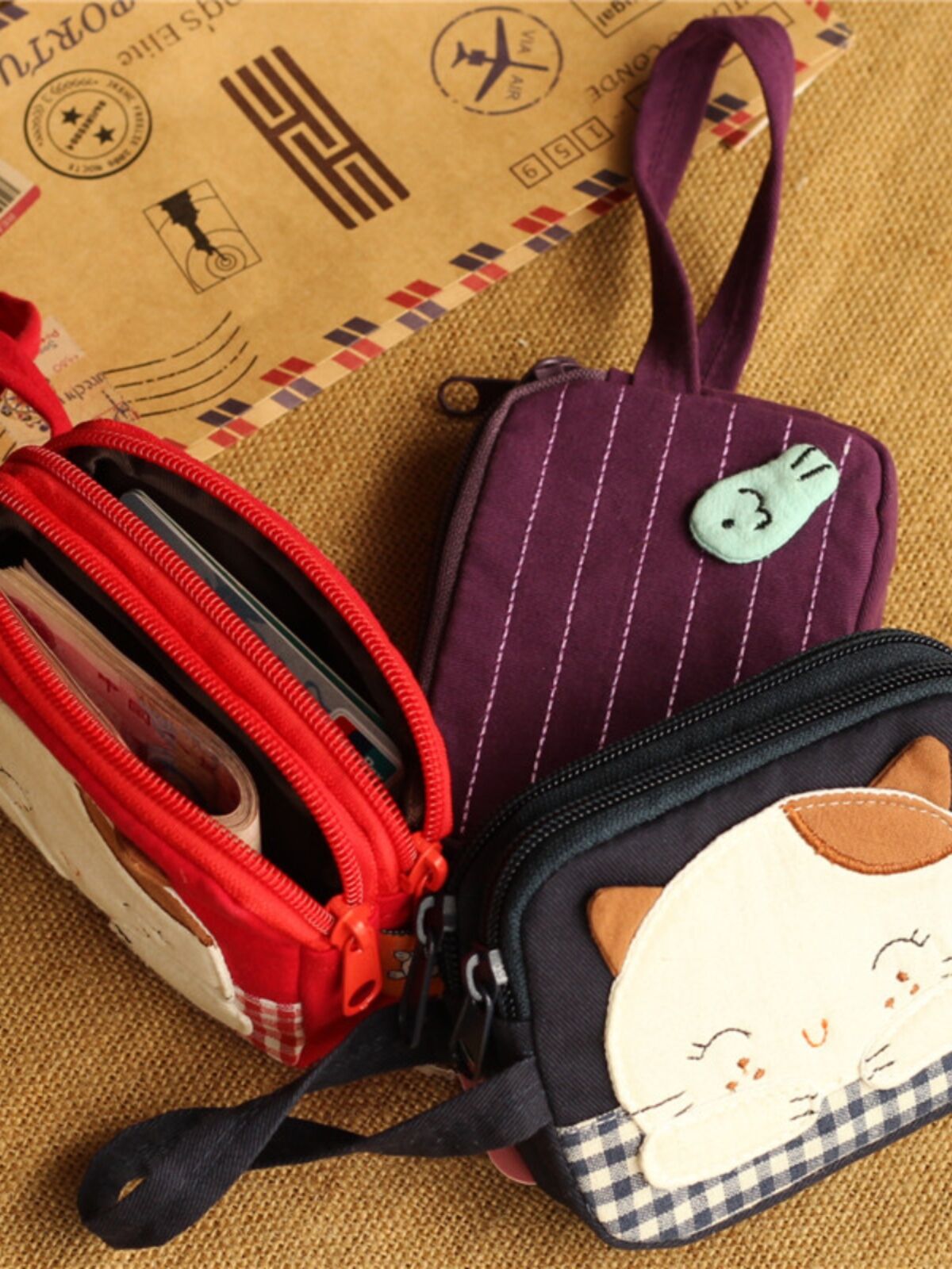 Túi Xách Vải Canvas Hoạt Hình Dễ Thương Túi Xách Mini Cho Bé Gái Túi Đựng Tiền Xu Và Chìa Khóa Túi Xách Vải Thêu Hình Mèo Hoạt Hình