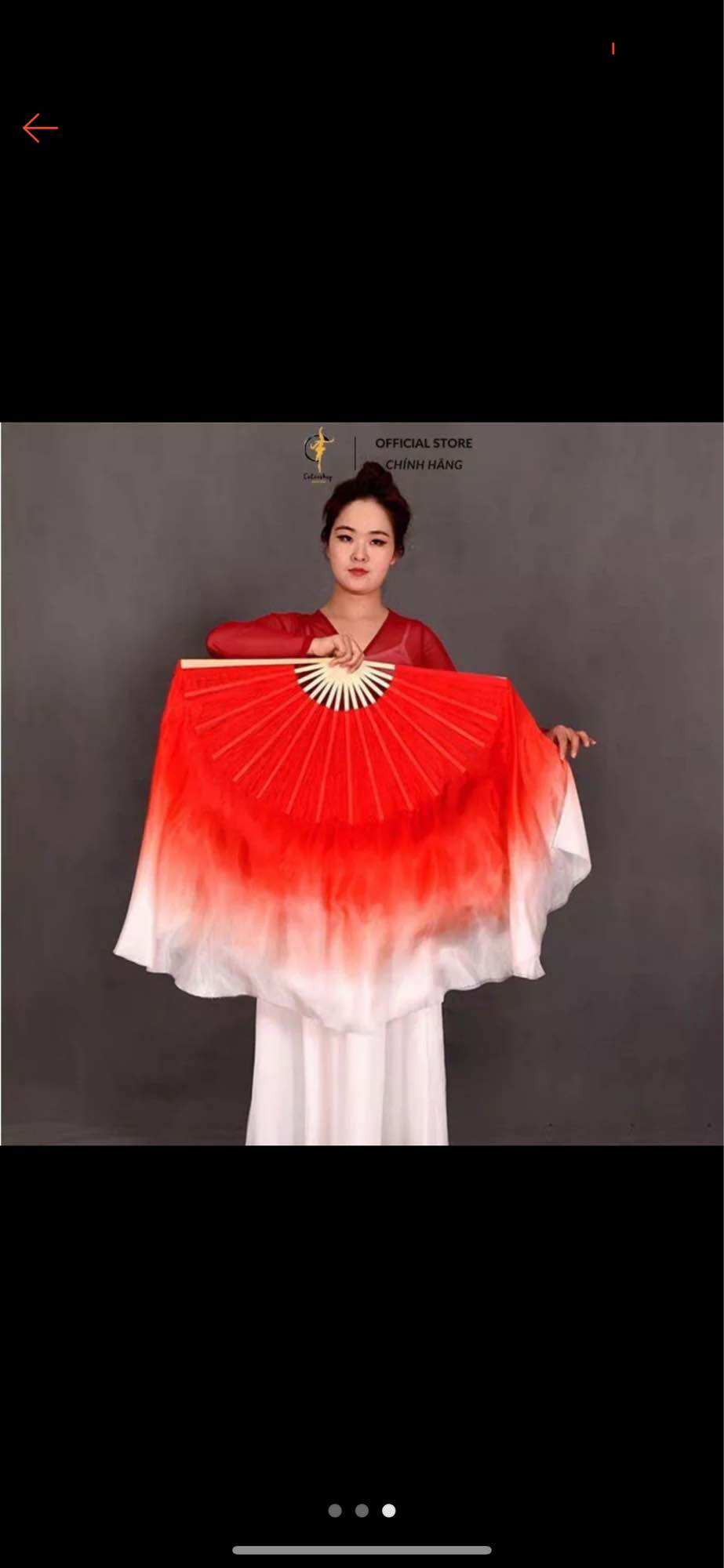 Quạt lụa dài COTRASHOP múa cổ trang lụa thường màu loang đỏ cam trắng
