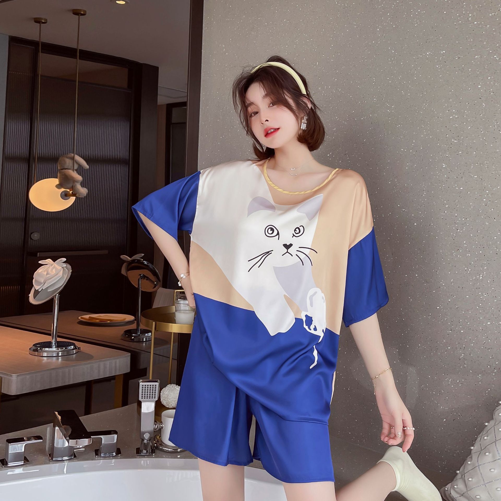 Bộ mặc nhà cộc tay, đồ bộ piajama mặc hè