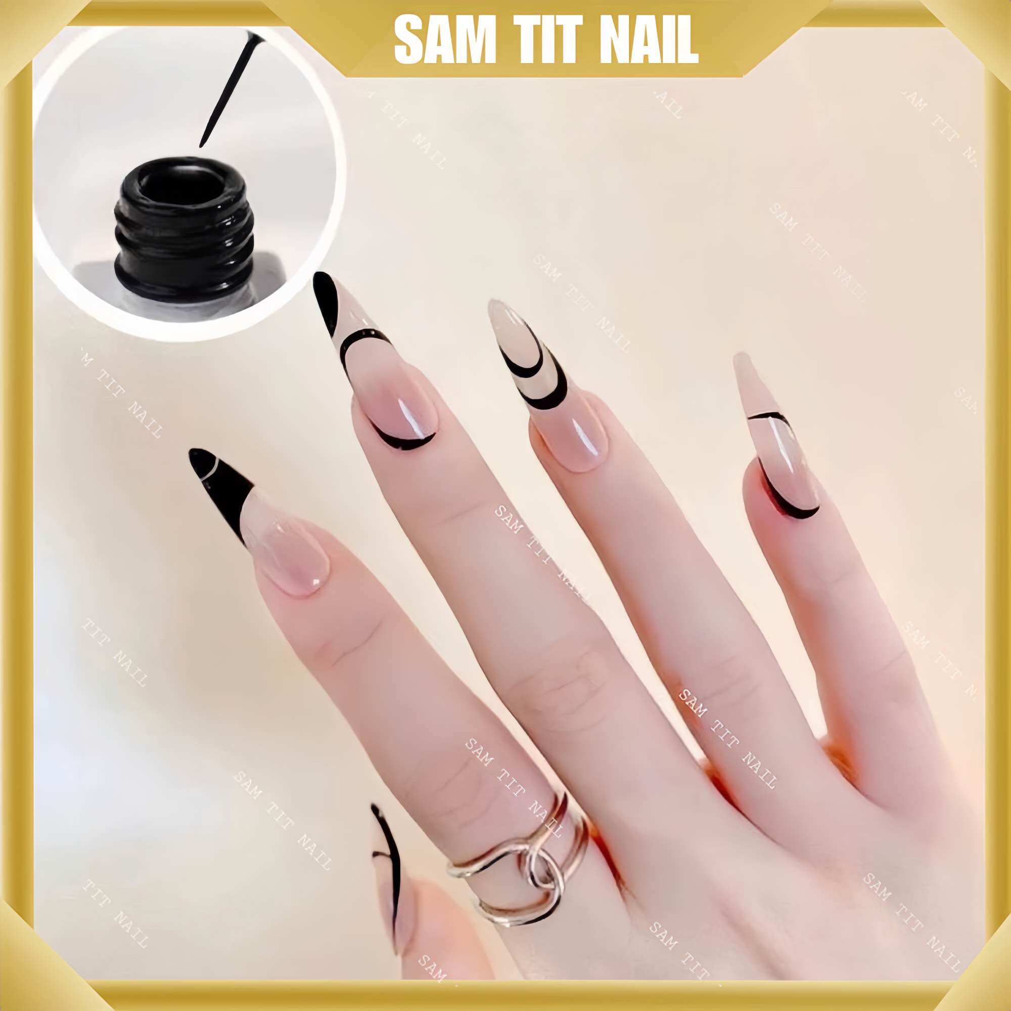 Sơn phen đầu móng trắng đen - Sơn aifer cọ nét - Gel vẽ nét trắng đen