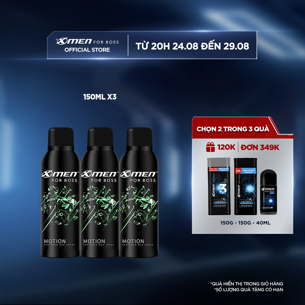 Combo 3 Xịt khử mùi X-Men for Boss Motion 150ml/chai