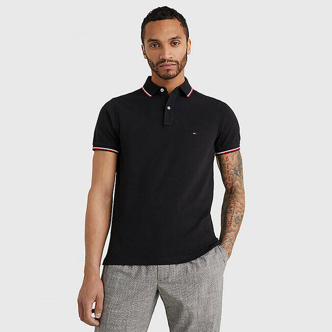 TOMMY HILFIGER  - Áo Polo Nam Tay Ngắn Core Tommy Tipped Slim Polo MW0MW13080BDS