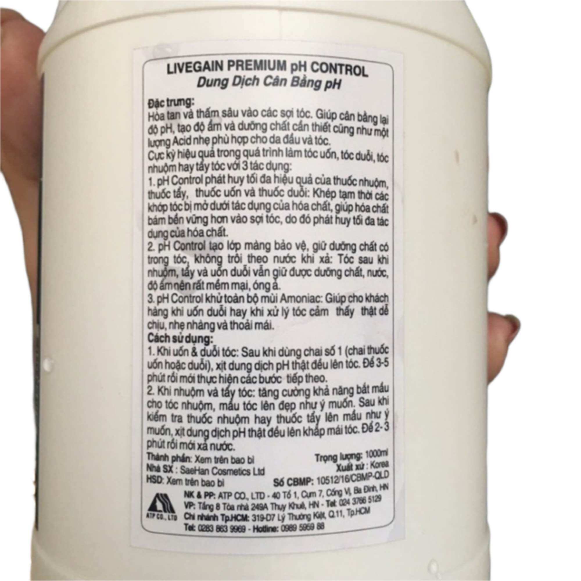 [HCM]DUNG DỊCH CÂN BẰNG PH CHO TÓC CONTROL LIVEGAIN HÀN QUỐC 1000ml
