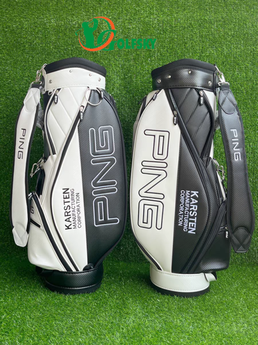 Túi golf Ping model 2023, túi gậy golf Ping da PU siêu nhẹ màu sắc sang trọng, túi gậy golf 14-16 gậy tiện lợi lên sân