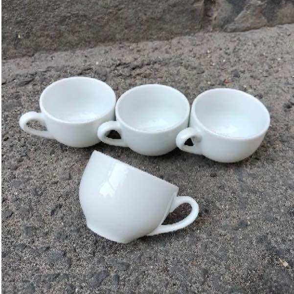Chung Uống Trà, Tách Trà Trắng, Tách Sứ Men Sứ Trắng, Sáng, Bóng, Dễ Vệ Sinh MTA-MART2