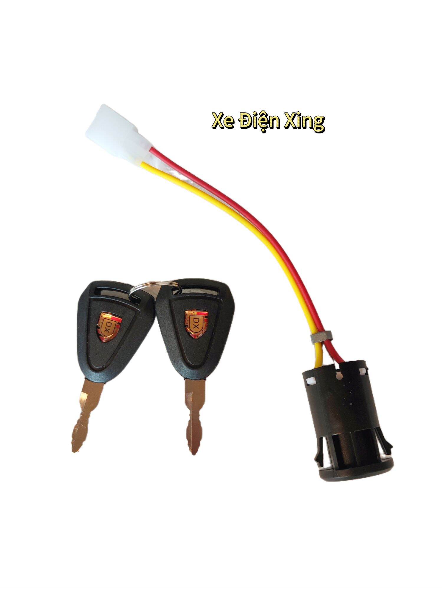 ổ khóa xe đạp điện 2 dây điện,ổ khóa đầu điện xe đạp điện xe máy điện,phụ tùng phụ kiện xe điện